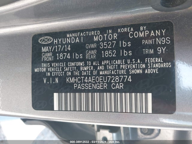 Hyundai ACCENT GLS 2014 KMHCT4AE0EU728774 Image 9