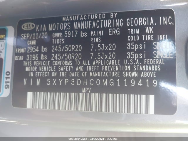 KIA Telluride Ex 2021 5XYP3DHC0MG119419 Image 9