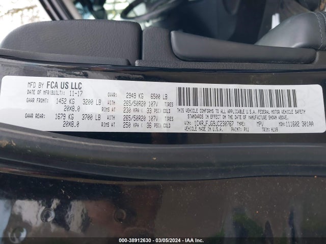 1C4RJFJG9JC230767 Jeep Grand Cherokee Summit 4x4
