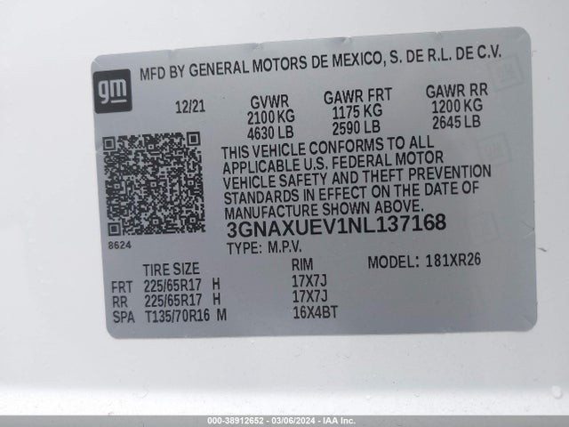 Chevrolet Equinox Awd Lt 2022 3GNAXUEV1NL137168 Image 9