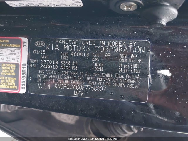 KIA Sportage Ex 2015 KNDPCCAC0F7758307 Image 9