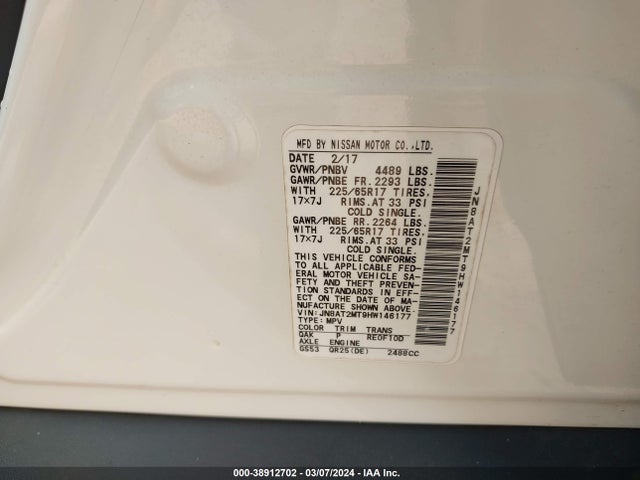 Nissan ROGUE SV 2017 JN8AT2MT9HW146177 Image 9
