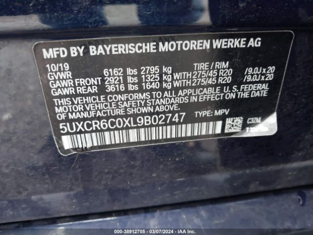 5UXCR6C0XL9B02747 BMW X5 Xdrive40i