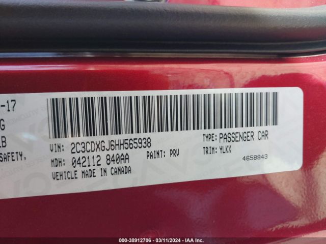 2C3CDXGJ6HH565938 Dodge Charger Daytona 392 Rwd