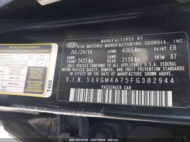 KIA Optima Lx 2015 5XXGM4A75FG382944 Image 9