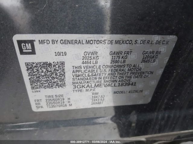 3GKALMEV4LL183941 GMC Terrain Fwd Sle