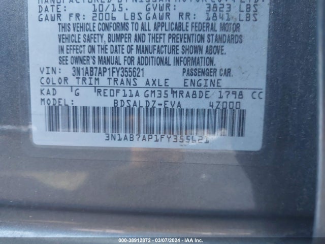 Nissan SENTRA SV 2015 3N1AB7AP1FY355621 Image 9