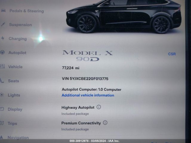 5YJXCBE22GF013775 Tesla Model X 60d/70d/75d/90d/p100d