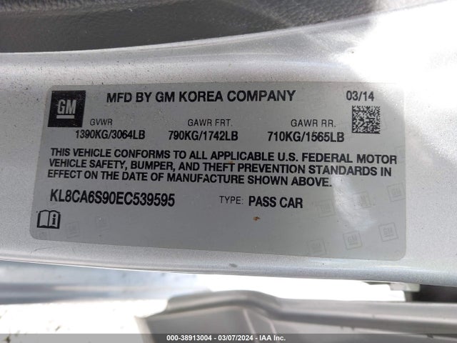 Chevrolet Spark Ls Manual 2014 KL8CA6S90EC539595 Image 9