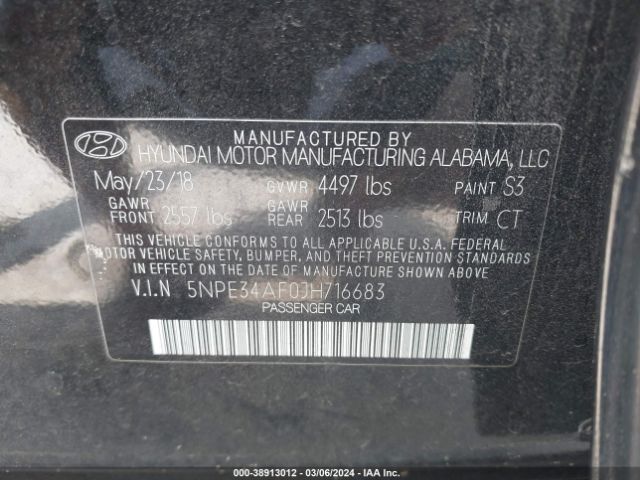 5NPE34AF0JH716683 Hyundai Sonata Sport+