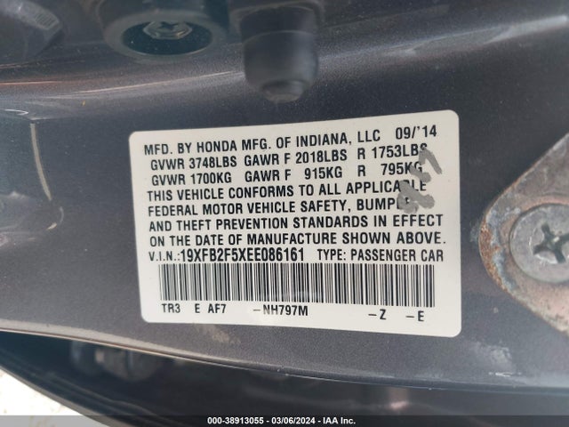 Honda Civic Lx 2014 19XFB2F5XEE086161 Image 9