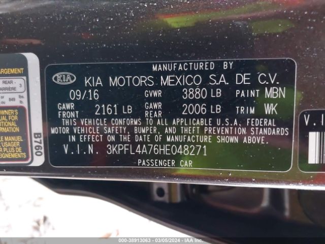 3KPFL4A76HE048271 KIA FORTE LX
