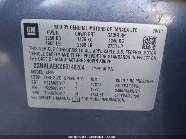 Chevrolet EQUINOX LS 2014 2GNALAEKXE6140204 Image 9