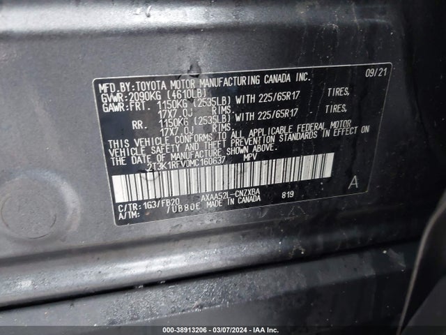 Toyota RAV4 LE 2021 2T3K1RFV0MC160637 Image 9