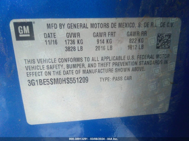 Chevrolet Cruze Lt Auto 2017 3G1BE5SM0HS551209 Image 9