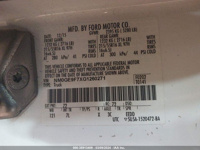 Ford Transit Connect Xlt 2016 NM0GE9F7XG1260271 Image 9
