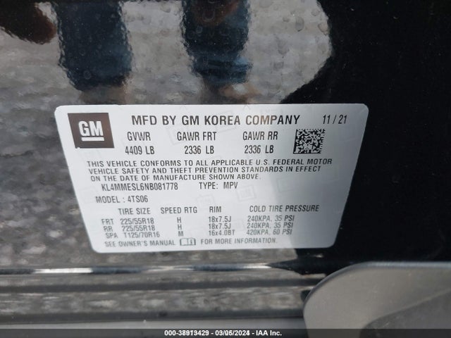 Buick Encore Gx Awd Select 2022 KL4MMESL6NB081778 Image 9
