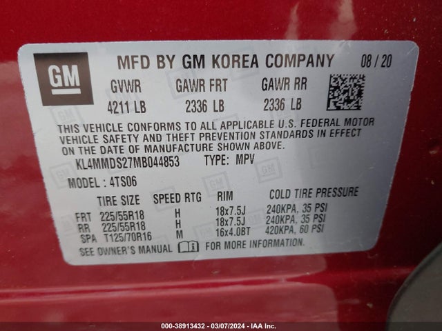 KL4MMDS27MB044853 Buick Encore Gx Fwd Select
