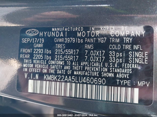 Hyundai Kona Sel 2020 KM8K22AA5LU460690 Image 9
