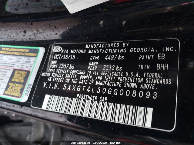 KIA Optima Lx 2016 5XXGT4L30GG008093 Image 9