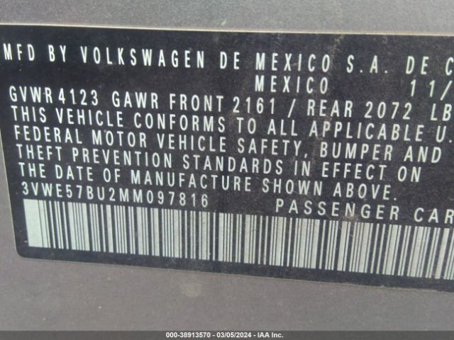 3VWE57BU2MM097816 Volkswagen Jetta 1.4t Sel
