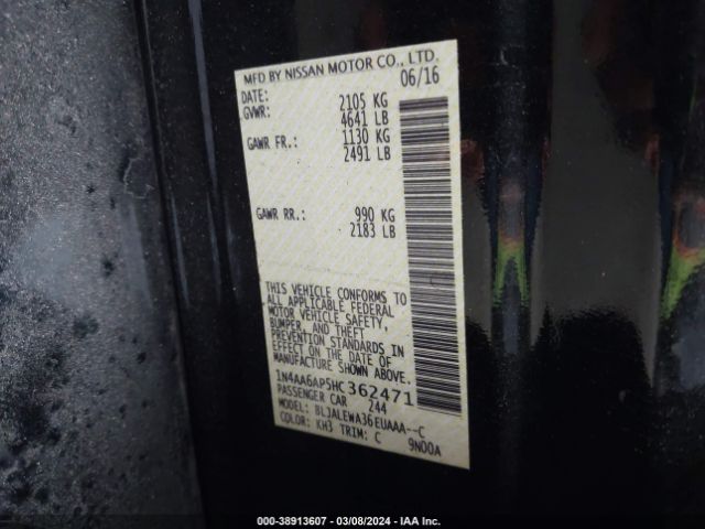 1N4AA6AP5HC362471 Nissan Maxima 3.5 Sl