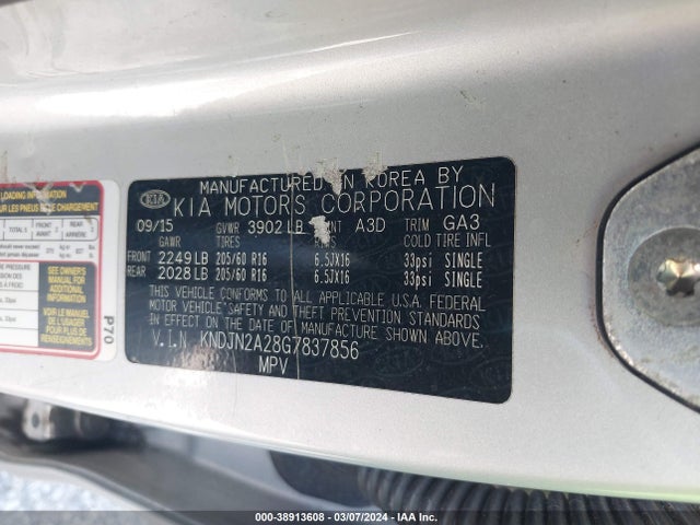 KIA Soul 2016 KNDJN2A28G7837856 Image 9
