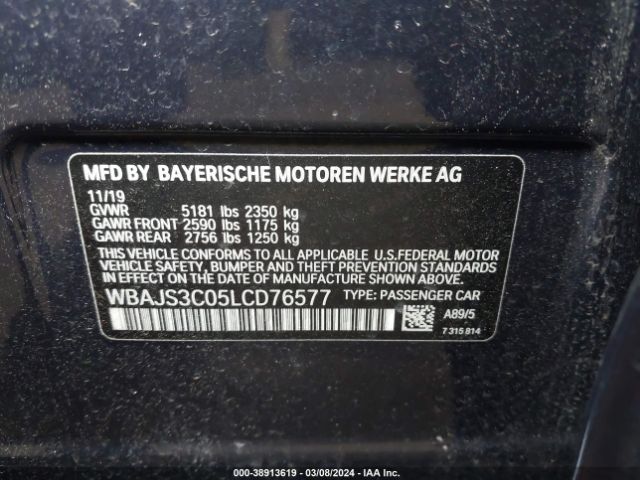 2020 BMW 540I WBAJS3C05LCD76577 Photo 8