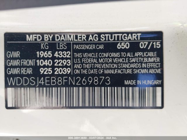 WDDSJ4EB8FN269873 Mercedes-Benz CLA 250