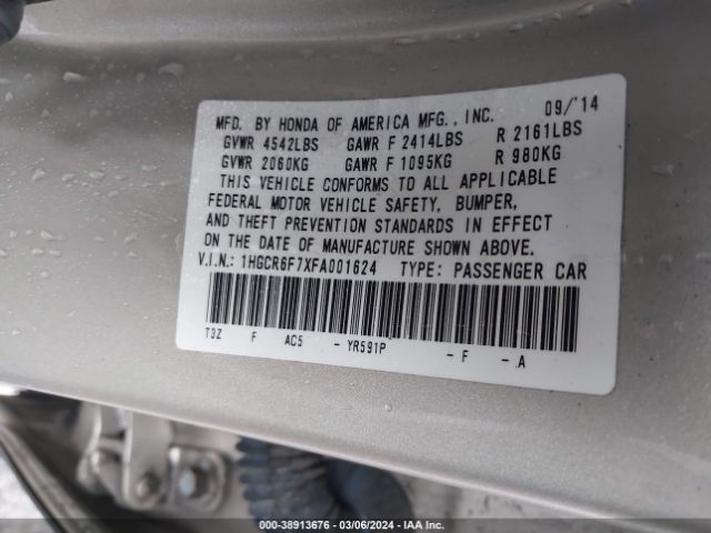 1HGCR6F7XFA001624 Honda Accord Hybrid Touring