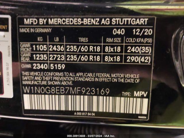W1N0G8EB7MF923169 Mercedes-Benz Glc 300 4matic Suv