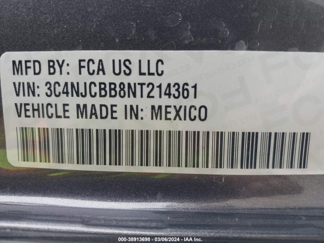 3C4NJCBB8NT214361 Jeep Compass Latitude Fwd