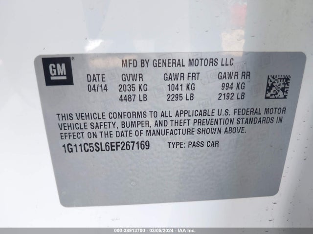 Chevrolet MALIBU 1LT 2014 1G11C5SL6EF267169 Image 9
