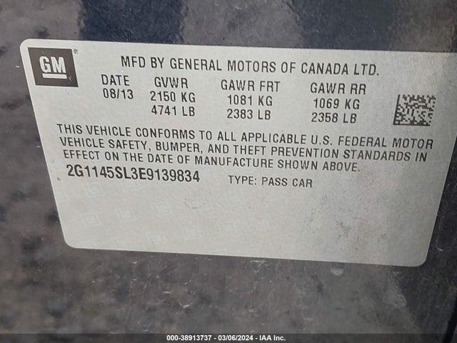 Chevrolet Impala 1lz 2014 2G1145SL3E9139834 Image 9