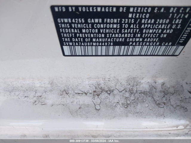 3VW2A7AU8FM044976 Volkswagen Golf Tdi Se 4-door