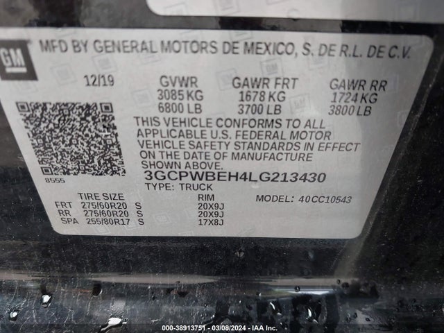 Chevrolet Silverado 1500 2wd  Short Bed Custom 2020 3GCPWBEH4LG213430 Image 8