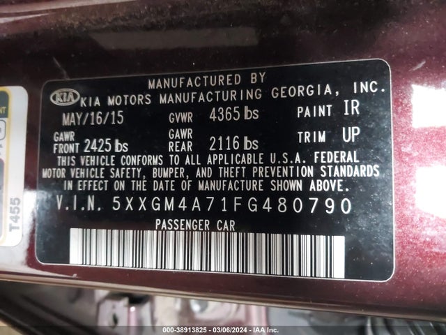KIA Optima Lx 2015 5XXGM4A71FG480790 Image 9