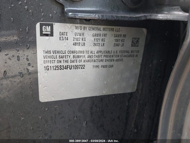 Chevrolet Impala 2lt 2015 1G1125S34FU109722 Image 9