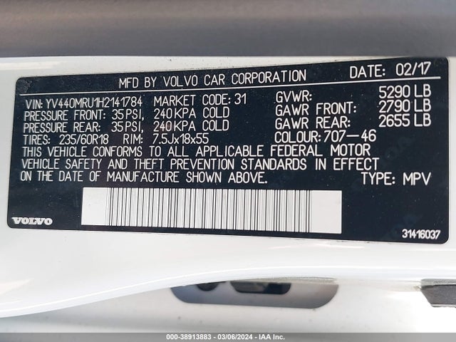YV440MRU1H2141784 Volvo Xc60 T5 Inscription