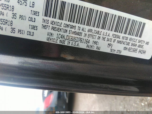 Jeep Compass Latitude 2014 1C4NJDEB2ED761164 Image 9