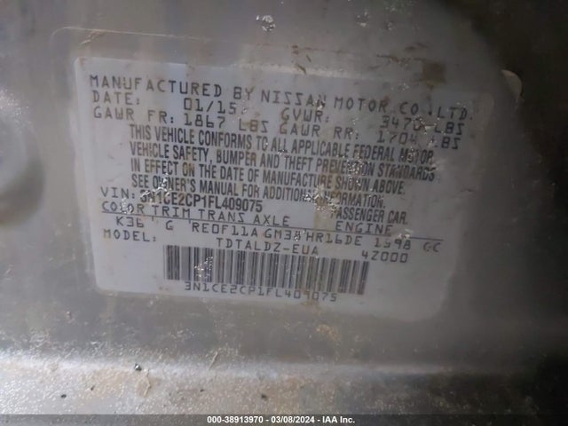 Nissan Versa Note S (sr)/s Plus/sl/sr/sv 2015 3N1CE2CP1FL409075 Image 9