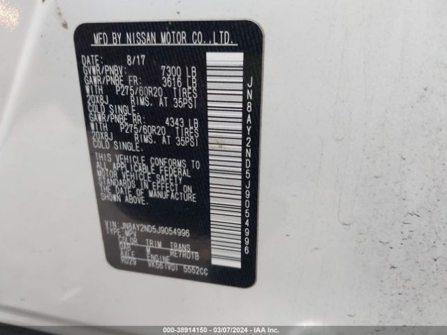 JN8AY2ND5J9054996 Nissan Armada Sl