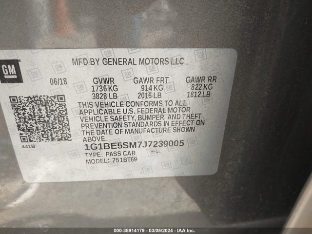 Chevrolet Cruze Lt Auto 2018 1G1BE5SM7J7239005 Image 9