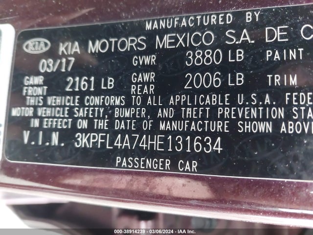 KIA FORTE LX 2017 3KPFL4A74HE131634 Image 9