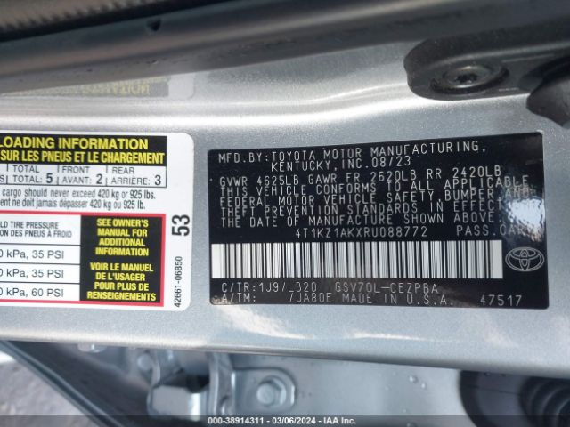 4T1KZ1AKXRU088772 Toyota Camry Xse V6