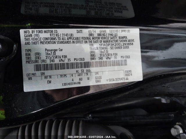 Ford FOCUS SE 2014 1FADP3K20EL293858 Image 9