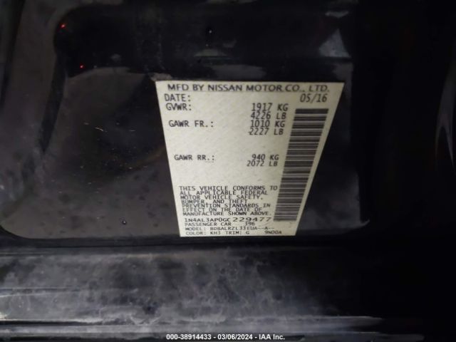 1N4AL3AP0GC229477 Nissan Altima 2.5 Sl