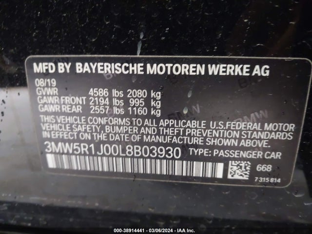 BMW 330I 2020 3MW5R1J00L8B03930 Image 9