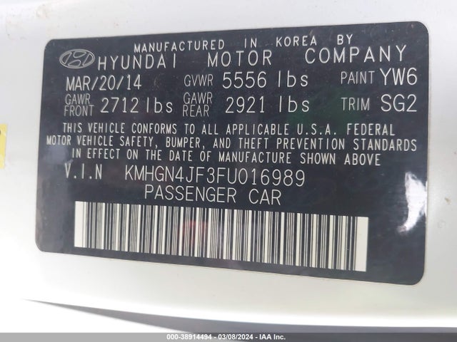 Hyundai Genesis 5.0 2015 KMHGN4JF3FU016989 Image 9