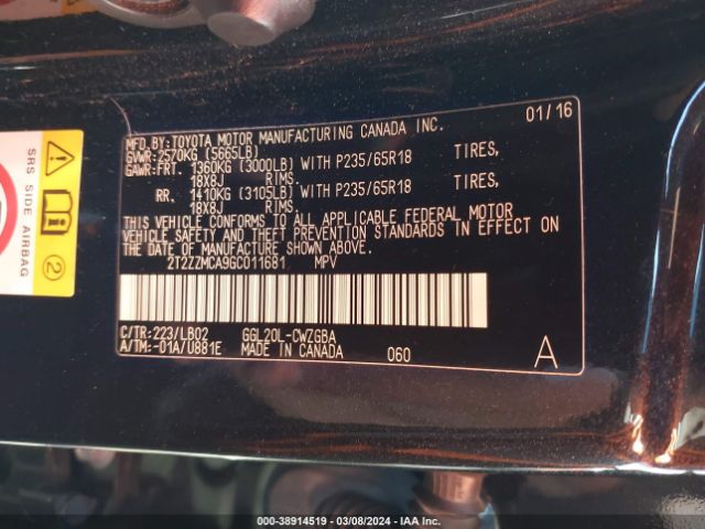 2T2ZZMCA9GC011681 Lexus RX 350